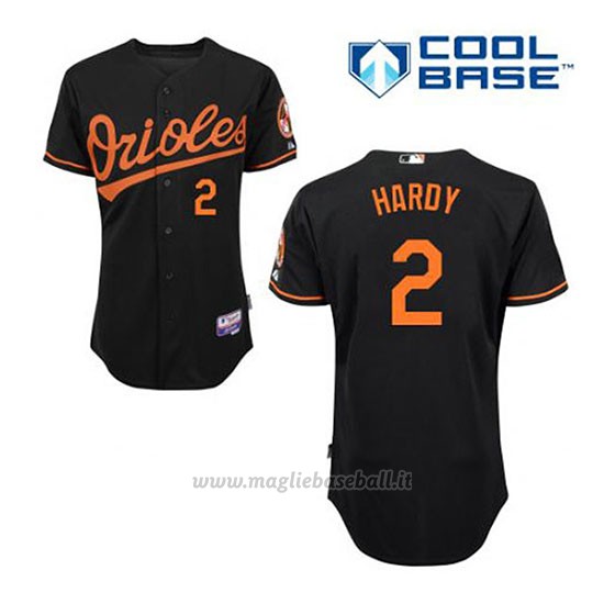 Maglia Baseball Uomo Baltimore Orioles 2 J.j. Hardy Nero Alterner Cool Base